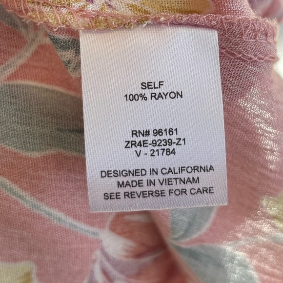 BeBop Pink Floral Midi Dress Size XL Button Down V Neck Short Sleeve Hi Low Hem - Picture 5 of 8